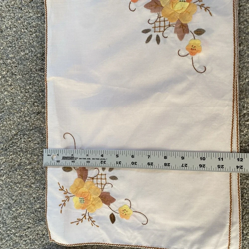 Vintage Table Runner And Napkins Set Floral Appliques Embroidery Handmade